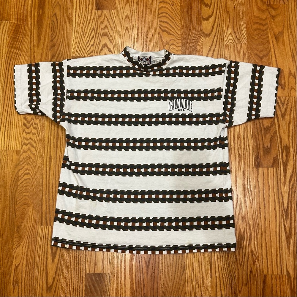 Vintage Gimmie International Striped Short Sleeve Shirt Mens Size Medium Relaxed